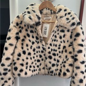 12th Tribe animal print fur jacket